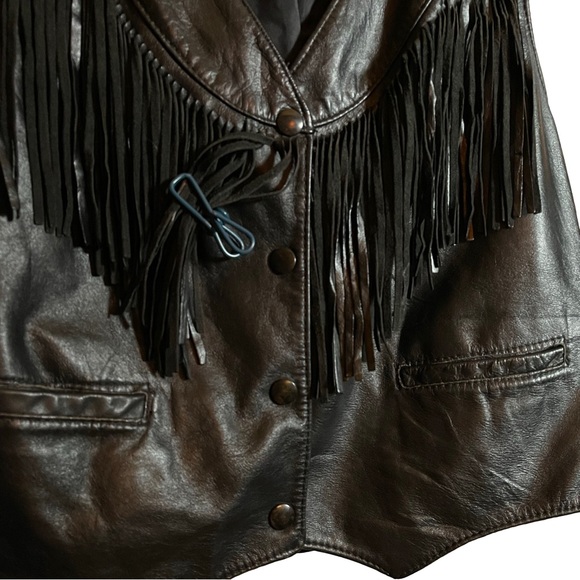 Drospo Inc. Leather Vest with Fringe~ Black - Picture 6 of 6